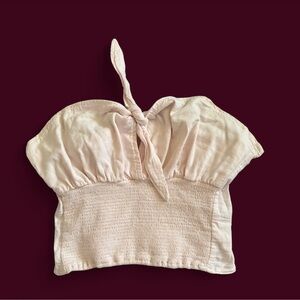 Cream baby pink Tie-Front Women's Top